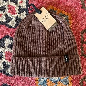 NWT C.C Solid Ribbed Knit Brown Beanie